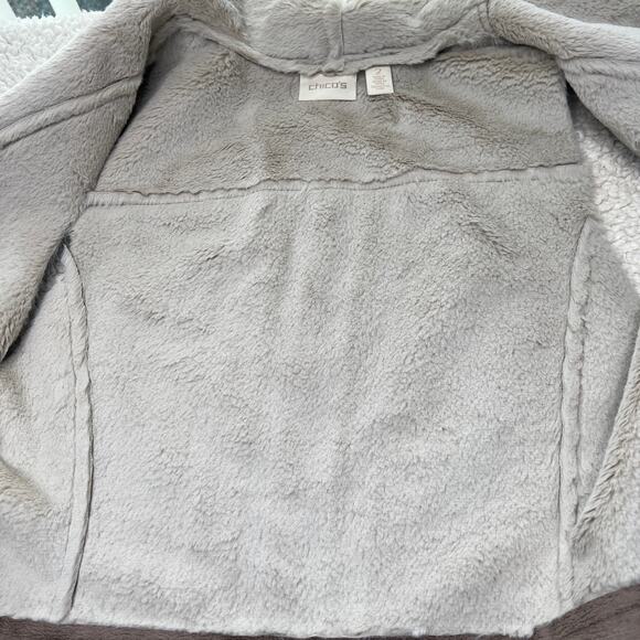 Chico's Faux Suede Brown Beige Patchwork Vest Size 2 - Picture 7 of 11